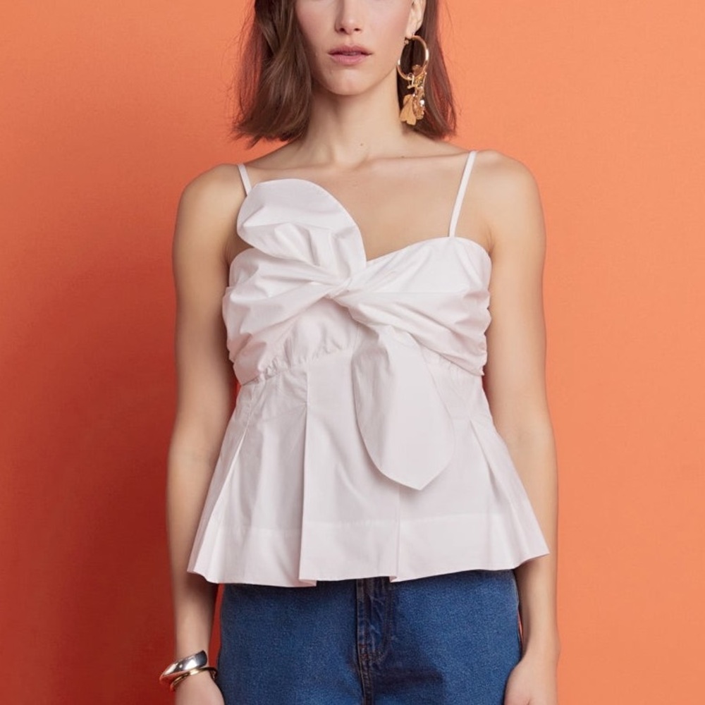 English Factory White Bow Detail Top